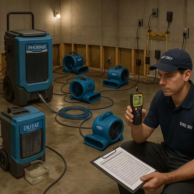 Structural Drying and Dehumidification process in Gail, TX